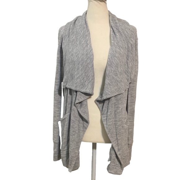 Athleta Gray Studio Wrap Magnetic Waterfall Draped Open Front Oversized Cardigan - Picture 2 of 6
